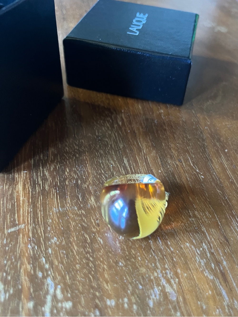 Lalique Amber Cabochon ring, size 55 (7.25).